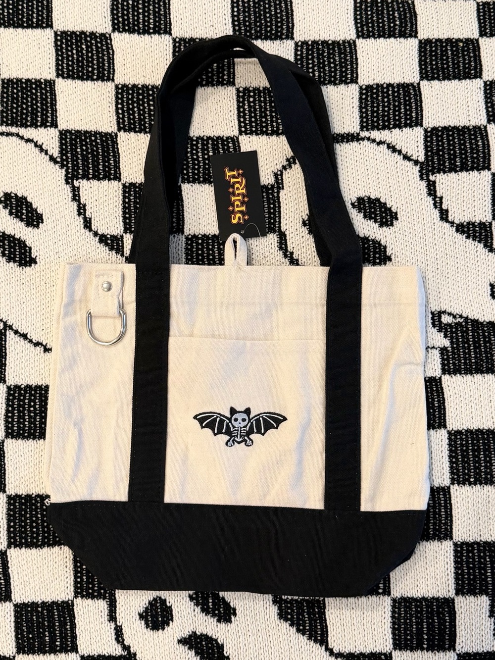 Viral Spirit Halloween Skeleton Bat Tote Bag NWT